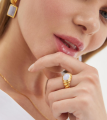 Серебряное кольцо с голубым агатом в покрытии золотом (AGELLO)