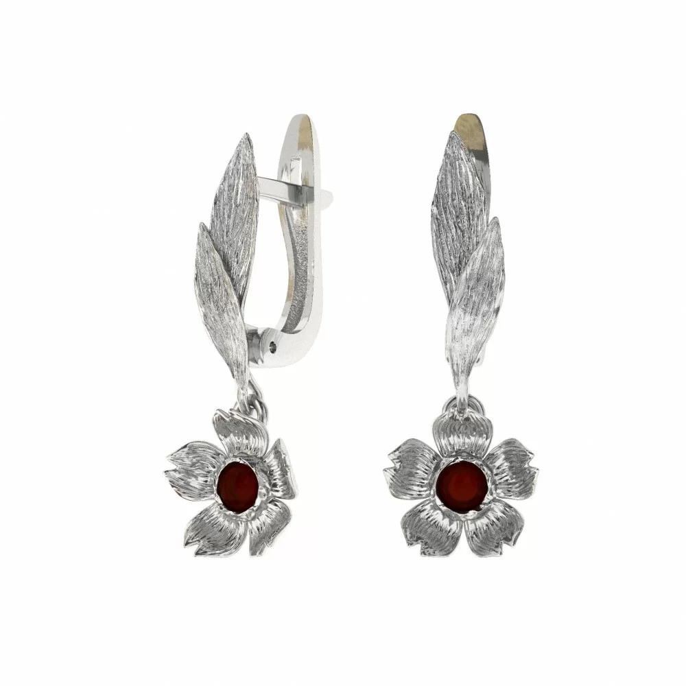 Серебряные серьги цветок с лепестками