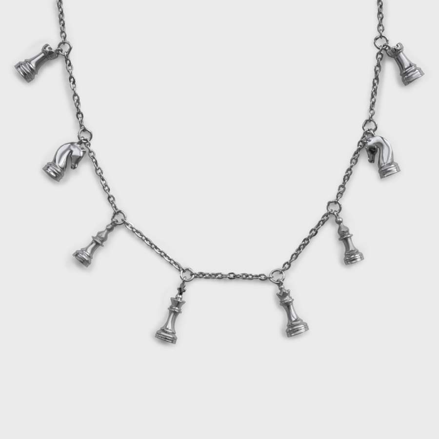 Серебряное колье Шахматы