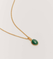 Серебряная подвеска на цепочке с малахитом в покрытии золотом (BRAIES)