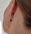 Серьги Тебе сердце юное с красным сердечком из эмали