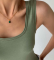 Серебряная подвеска на цепочке с малахитом в покрытии золотом (BRAIES)