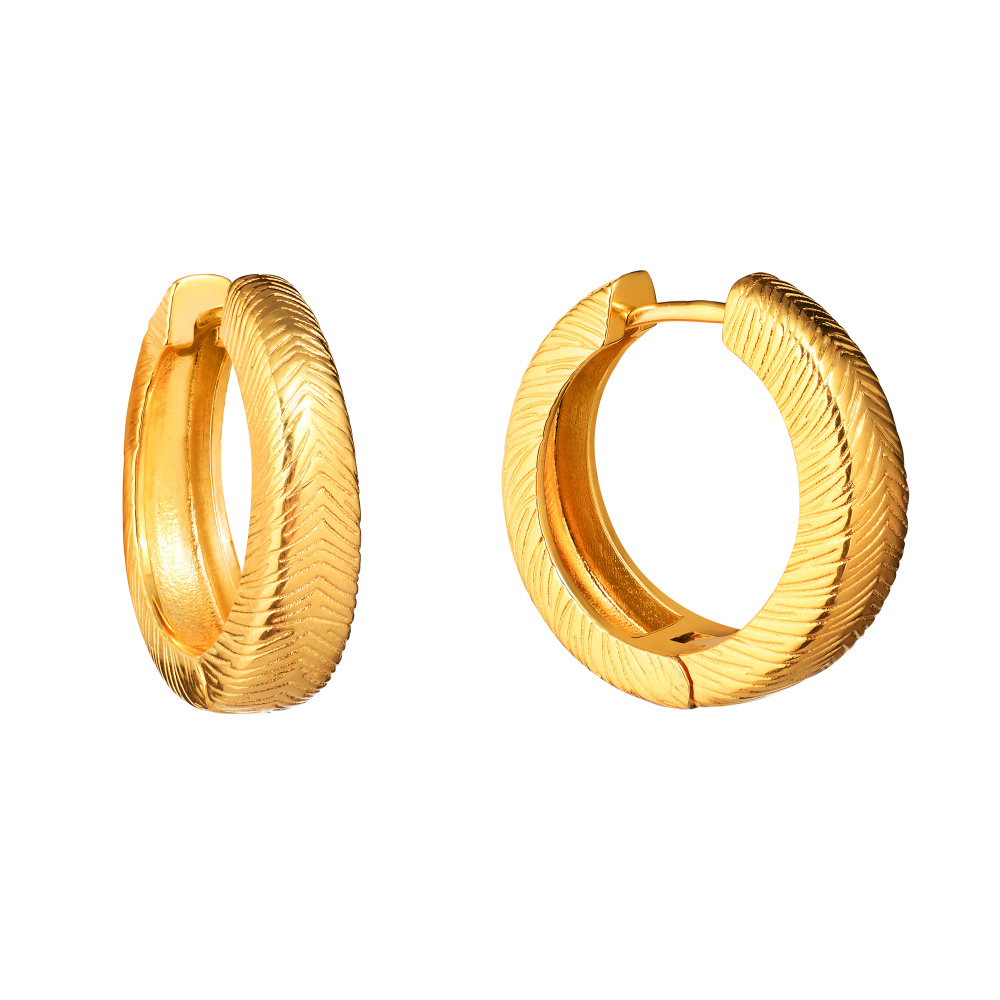 Серебряные серьги-кольца рельефные в покрытии золотом (SPEZIA mini)