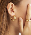Серебряные серьги-хулахупы с двойным изгибом в покрытии золотом (LATINA)