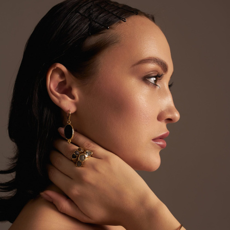 Серьги Риека с чёрным агатом