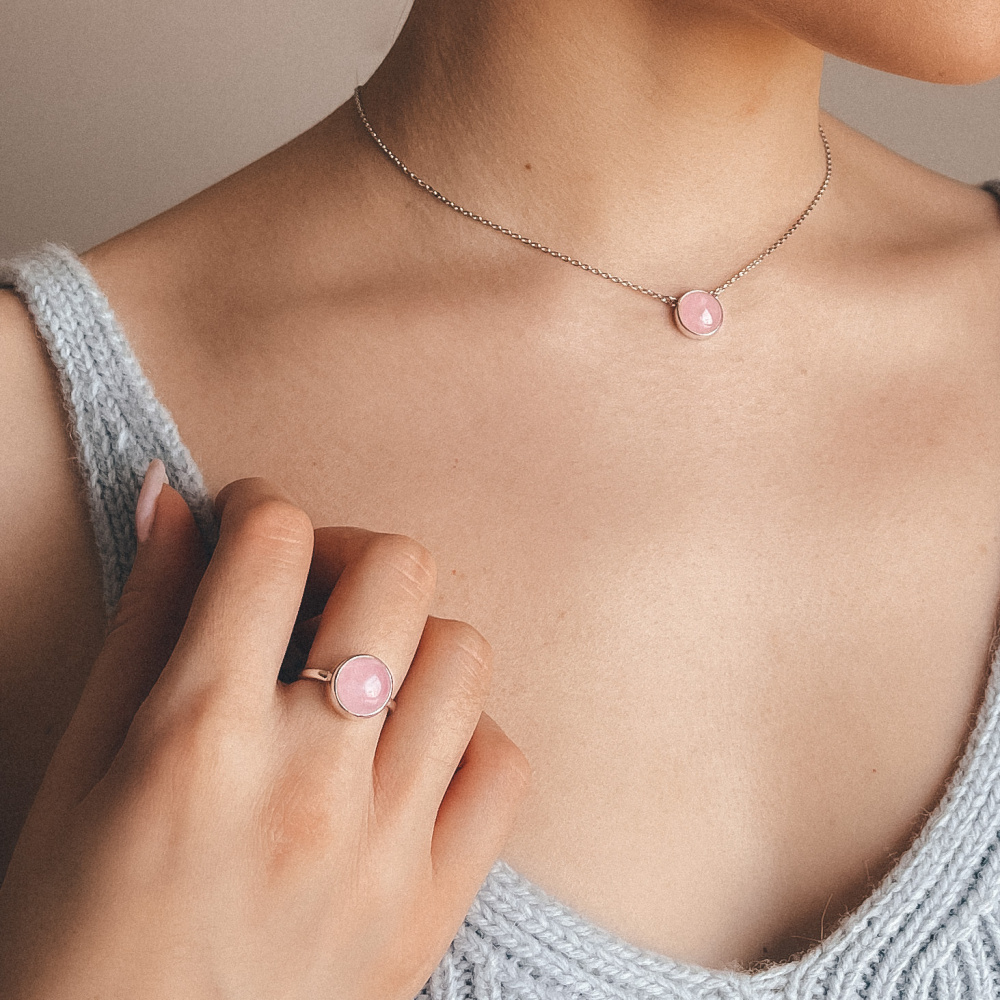 Серебряное кольцо Комо с розовым кварцем