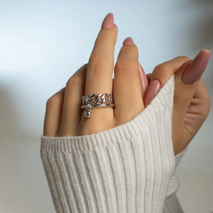 Серебряное кольцо с шариком