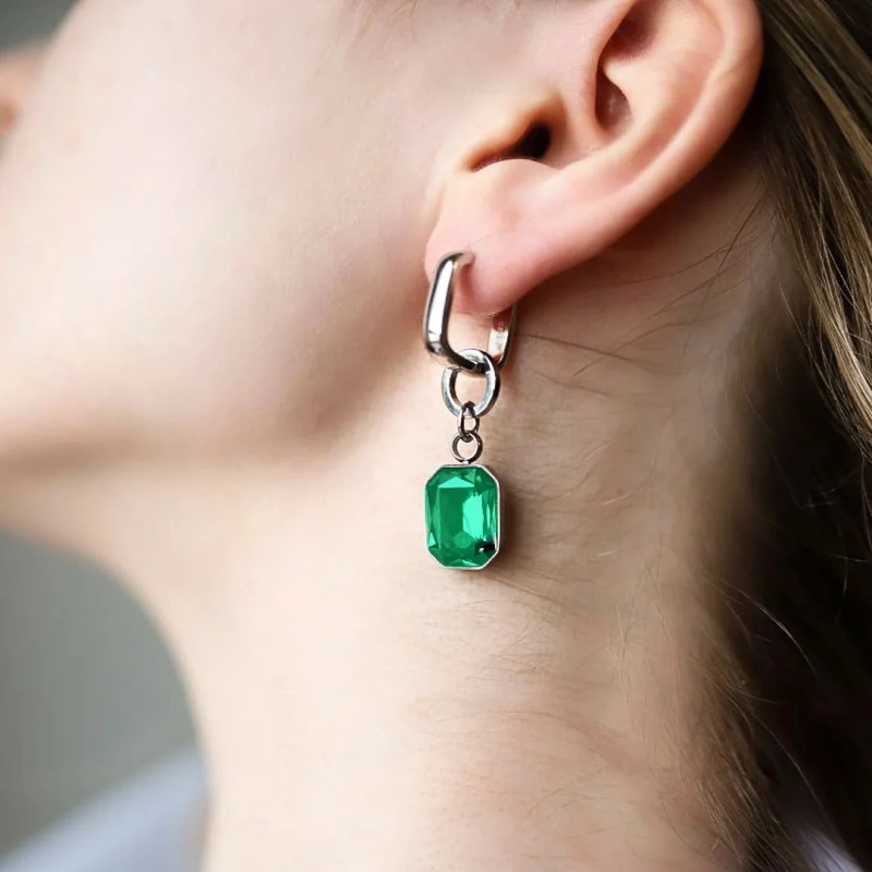 Серьги Искра зелёная